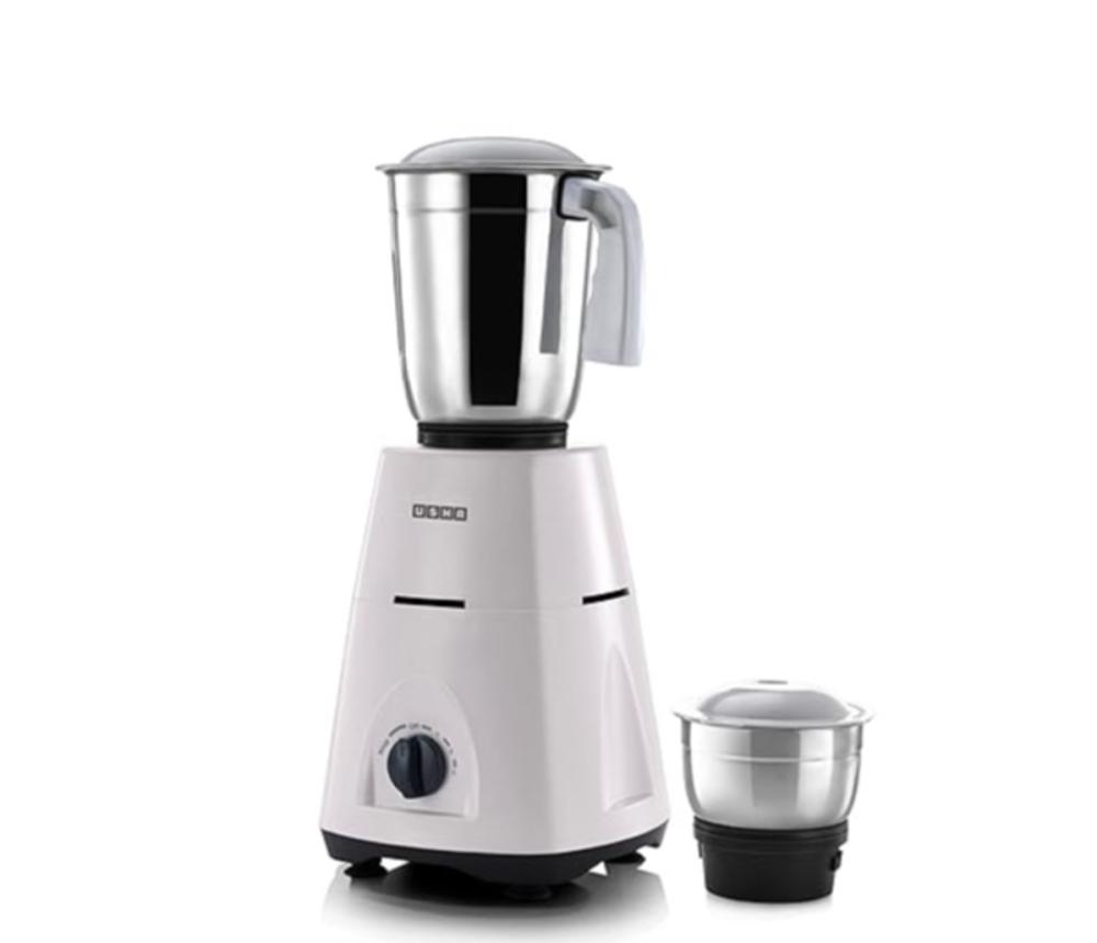 Usha MG3750 MG 500-Watt 2 Stainless Steel Jars with 3-speed mode,100% Copper Motor with 2 years Product Warranty & 5 Years Motor Warranty, White